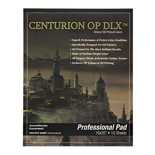 Centurion Deluxe Oil Primed Linen Pad (16x20 in - 6 Pack) 10 Sheets per Pad –11 oz. No Bleed Pages, Lightweight, Easy to Travel Canvas Pad - Art Pad for Plein Air Painting