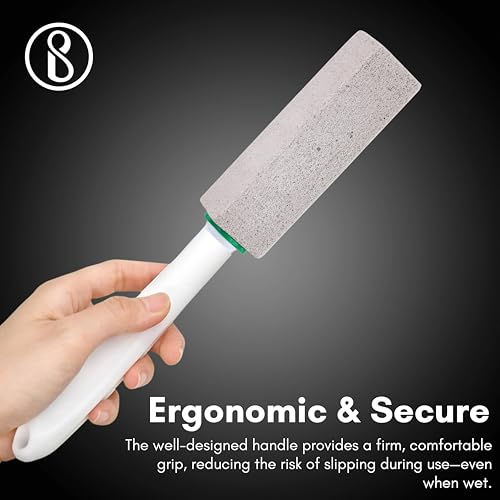 Image of Beaute Secrets Pumice Stone with Handle for Feet | 3 Replaceable Heads | Cracked Heel & Callus Remover | Dead Skin Foot Scrubber | Pedicure Tool for Men & Women, Grey