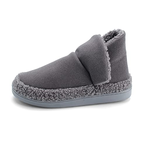 LMOY Men Furry Slippers Ankle Boots Non-slip Grey