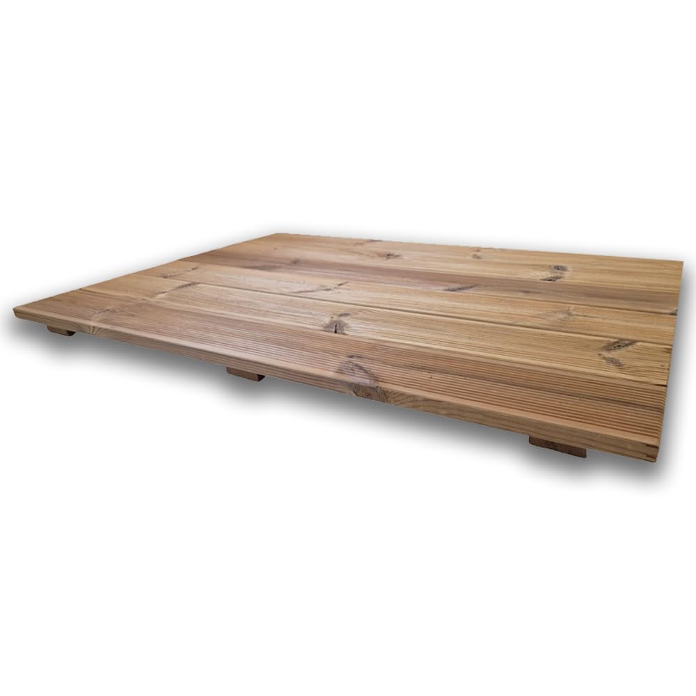 Planche de douche 100 x 70 cm en bois Thermo-Wood intérieur/extérieur, avec pieds antidérapants