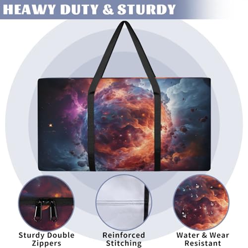 Bright Galaxy Extra Large Moving Bags Heavy Duty Storage Bags Glitter Galaxy Cloth Wrap Around Handles Double Zipper Reusable Convenient Foldable Storage Tote for Travel Camping Space Save3