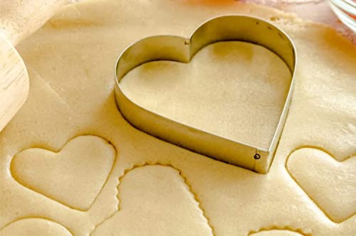 Image of Heart Shape Cookie Cutter Set of 12 - Stainless Steel Baking Molds (2 Inch Height) for Cookies, Biscuits, Pastry & Fondant | Durable Kitchen Baking Tools