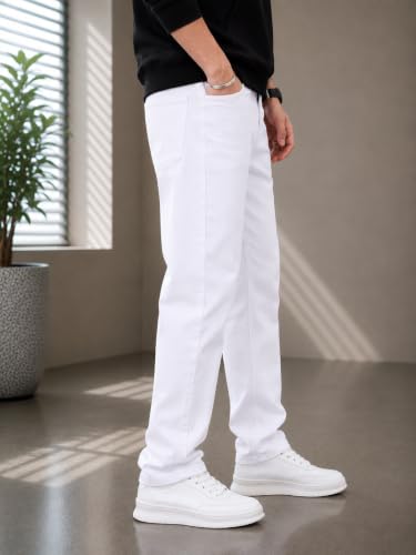 Image of Men's Comfortable Casual Denim Jeans | Men's Solid Straight Fit Jeans | Mid Rise Denim Pants | Regular Fit Stretchable Jeans