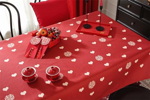 Nappe carrée mariage rouge pour repas de fête et table de cuisine