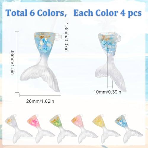 SOFPLATE 24Pcs 1 Box Fish Tail Charms Mermaid Tail Charms Bulk Transparent Glow in The Dark Luminous Ocean Animal Summer Ocean Beach Charm for jewellery Making Charms DIY Necklace Earrings Keychain - Image 2