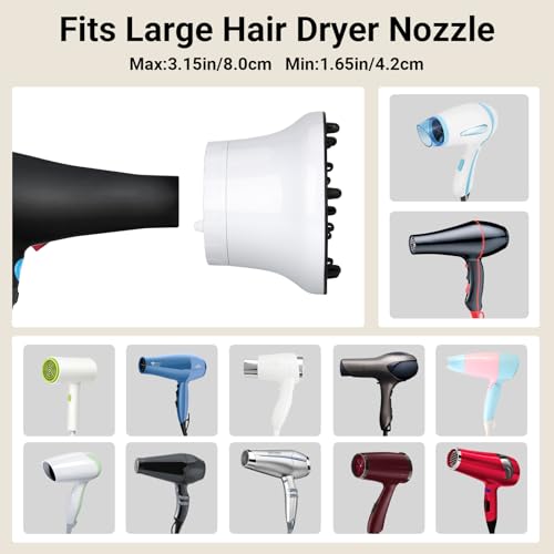 Image of Segbeauty Universal Curly Hair Diffuser, Blow Dryer Diffuser for Wavy Natural Hair, Profession Hair Diffuser Attachment for Dryer Hairdressing Styling Tool Quick Dry Adjustable 1.65-3.15 Inch Nozzle