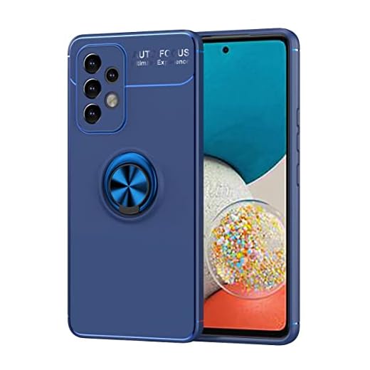 YBROY Capa para Samsung Galaxy M35 5G, capa de silicone fino à prova de choque, borracha flexível TPU, suporte de anel giratório de 360 graus, capa para Samsung Galaxy M35 5G (azul)