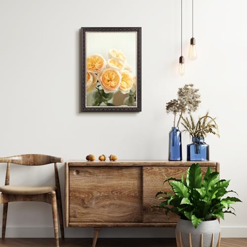 Image of Golden State Art, 13X19 Ornate Finish Photo Frame with White Mat for 11X17 Picture & Real Glass, Color: Black with Silver & Burgundy