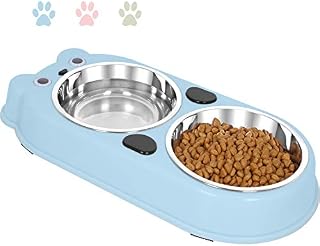 UPSKY Double Dog Cat Bowls Double Premium Stainless Steel Pet Bowls with Cute