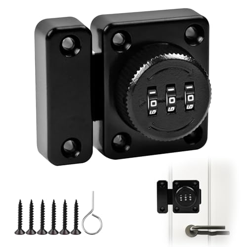 Cierre Puerta Cerradura con Codigo de 3 Dígitos Cerradura Puerta Corredera Cerraduras para Armarios para Taquilla Vestuario Interior Cajon Combinación, Negro
