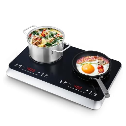 COOKTRON Double Induction Cooktop Burner with Fast Warm-Up Mode, 1800w 2 Induction Burner with 10 Temperature 9 Power Settings, Portable Dual Induction Cooker Cooktop with Child Safety Lock & Time