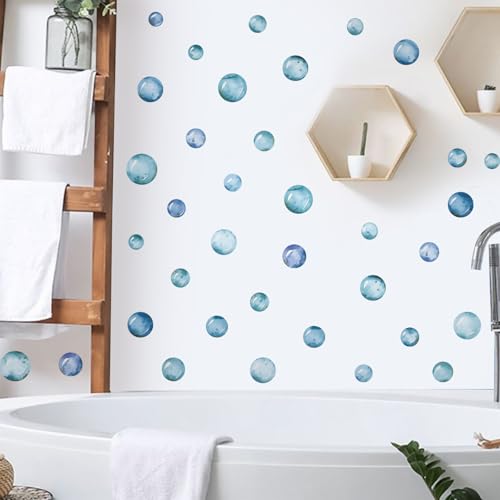 Vinilos decorativos burbujas azules para pared, tema marino miniatura 2