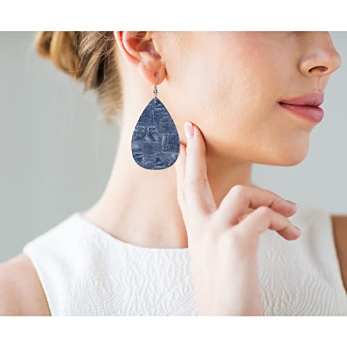 Denim Leather Teardrop Earrings Vintage Denim Stitching Fold Art Faux Leather Water Drop Earrings Jewelry For Women Friends Wedding4