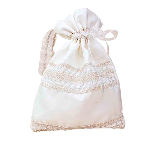 Elegante Bolsa Limosnera Artesanal Decorativa para Novia'Beige con Bordado'. Bolsos y Complementos. Regalos Originales. Detalles de Bodas, Comuniones, Bautizos. CC