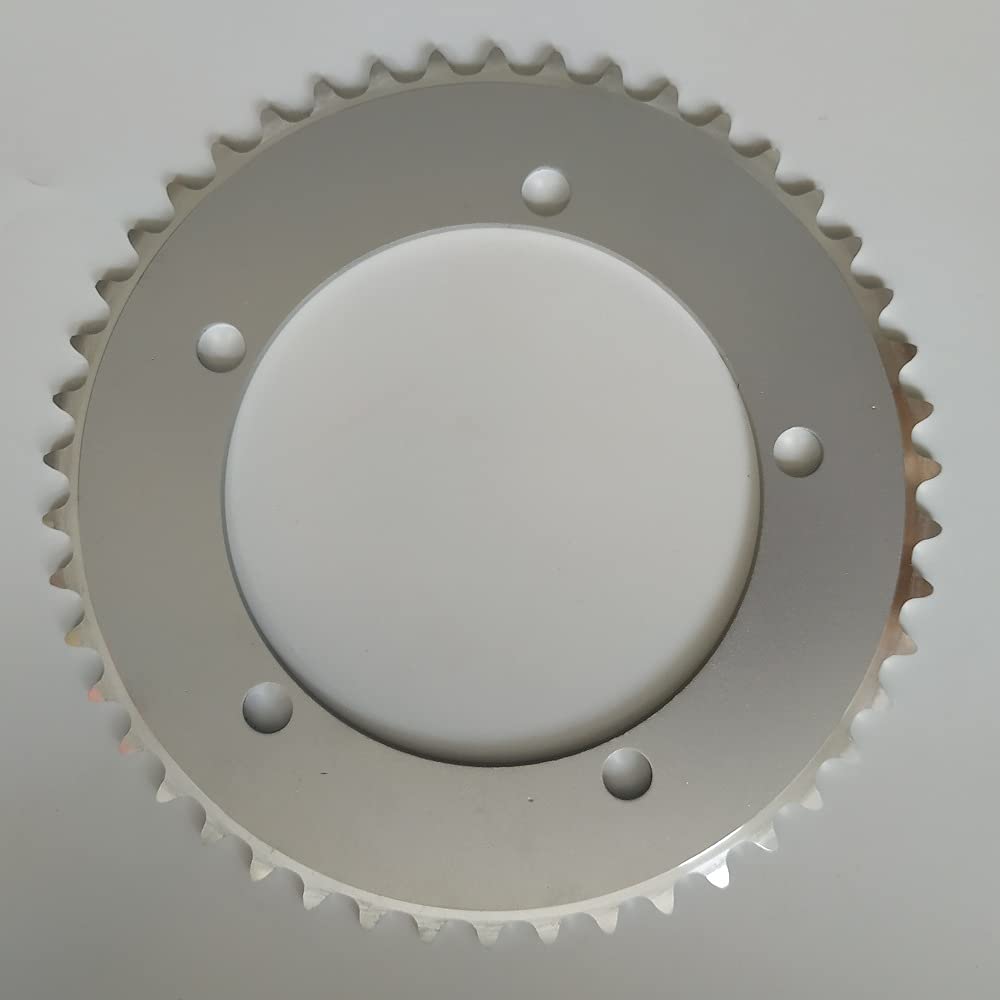 Monocorona Mtb Anello Della Catena Dell'ingranaggio Fisso 44T 46T 48T 50T 52T 53T Ruota di Catena Della Bici Della Pista Della Strada Singola Velocità 130mm BCD Corona Argenteo Corone Per Bicicletta