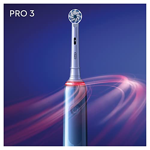Oral-B PRO 3 3000 Sensitive Clean Elektrische Zahnbürste/Electric Toothbrush, mit 3 Putzmodi inkl. Sensitiv und visueller 360° Andruckkontrolle für Zahnpflege, Designed by Braun, blau – Bild 4
