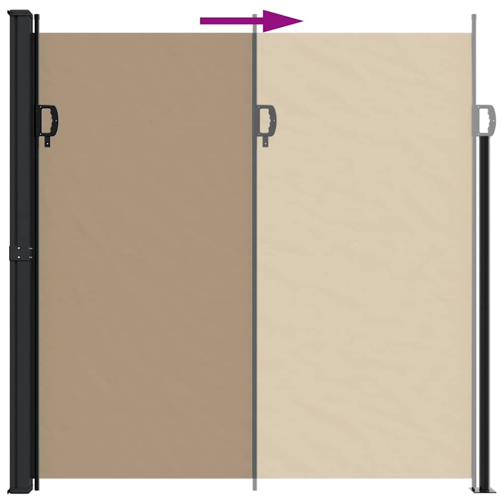 Tenda laterale estensibile, 200 x 500 cm, tortora, per balcone, terrazza, giardino, resistente ai raggi UV, protezione da sguardi indiscreti, resistente alle intemperie