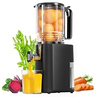 Cold Press Juicer, 5.5inch Wide Feed Chute Juicer Machine, Slow Masticating Juicer for Whole Vegetables & Fruits, Black