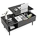 Sweetcrispy Coffee Table Lift Top Coffee Tables for Living Room,Small Rising Wooden Center Tables with Storage Shelf and Hidden Compartment, Black