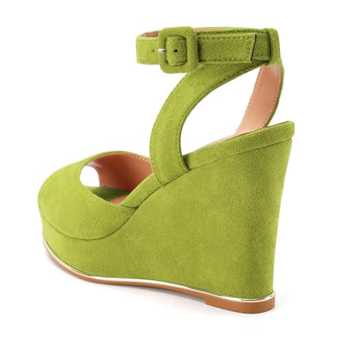 Image of Women's Dressy Platform Wedge Sandals Gold Wedges Peep Toe Patent High Heels Slingback Heeled Comfortable Ankle Strap Shoes