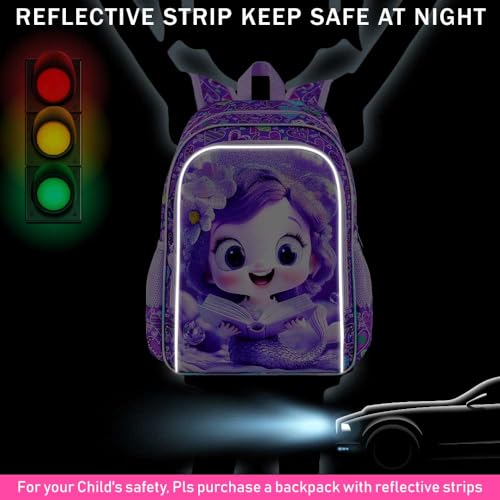 Image of AGSDON 3PCS Mermaid Backpack for Girls, 16 inch Kids Backpacks Water Resistant with Lunch Box, Bookbag for Elementary Preschool