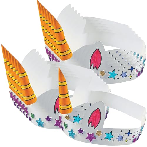 Fun Express DIY Unicorn Crown Craft Kit - Makes 12 Horns - Crafts for Kids and Party Activities