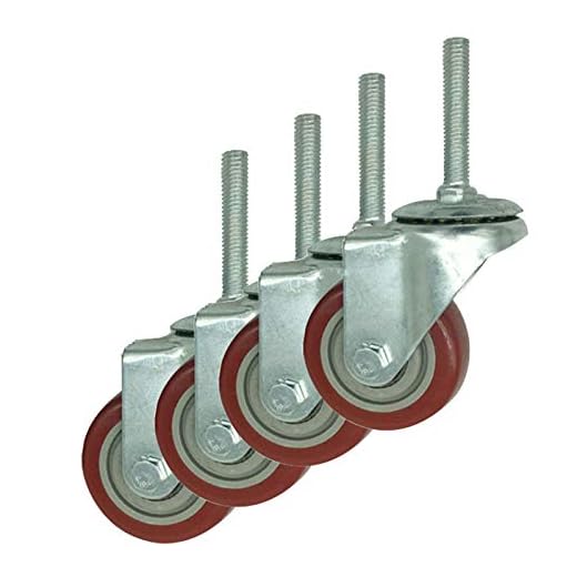 3 in/4 tum/12,7 cm tunga stamhjul, 360° svängbara möbelhjul, för hylla vagn, all terräng, med bult, paket med 4