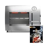 E-Beefer XL 800°C Oberhitzegrill Elektrogrill Edelstahl mit Kochbuch 'Der Beefer 2' im Set