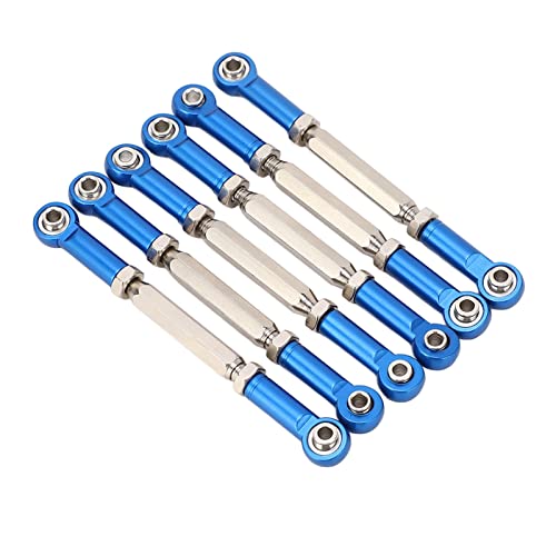 6Pcs RC Car Push Rod, 88mm Aluminum Alloy Adjustable Turnbuckle Rod Linkage Upgrade Part for RC Car (Blue) Dilwe Push Rod