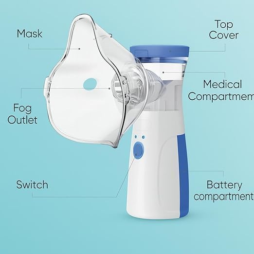 Image of Portable Nebulizer & Humidifier for Baby & Adults | Compact, Silent, Self-Cleaning Machine with Long Battery Life | Effective for Asthma, Cough, Sinus & Allergy Relief at Home