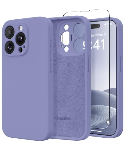 Image of Magnetic for iPhone 14 Pro Case, Compatible with MagSafe, [Full Camera Protection][Screen Protector] Silicone Shockproof Protective Phone Case for iPhone 14 Pro 6.1 inch, Lavender Gray