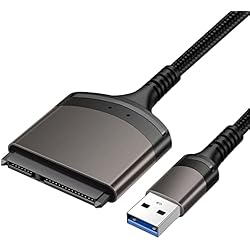 ULXUUUN SATA to USB Adapter Cable, USB 3.0 to SATA III Hard Drive Adapter for 2.5'' SSD/HDD Data Transfer, Support UASP - 9 Inchs, Aluminum Shell & Nylon Cord
