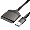 SATA to USB Adapter Cable, USB 3.0 to SATA III Hard Drive Adapter for 2.5'' SSD/HDD Data Transfer, Support UASP - 9 Inchs, Aluminum Shell & Nylon Cord