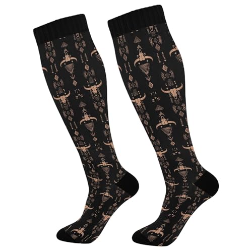Fashion Socks for Women and Men Sport Knee High Compression Socks Support for Running Hiking Fitness