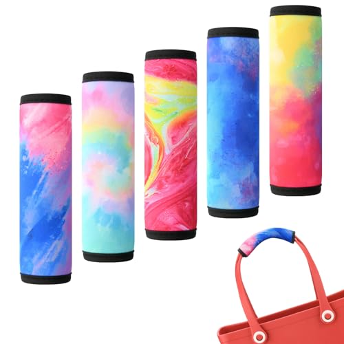 Cosmos 5 Pcs Neoprene Luggage Handle Wrap Beach Bag Tote Handle Grip Luggage Identifier Detachable Handle Covers for Travel Bag Luggage Suitcase Beach Tote Bag (Paint Pattern (5 Pcs - Large))