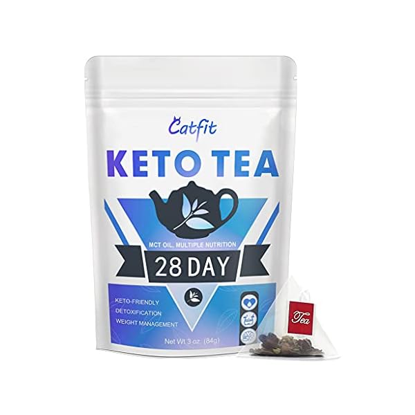 Keto-Detox-Tea-for-Weight-Loss-Belly-Fat-and-Colon-Cleanse-Organic-Herbal-Skinny-Tea-Diet-Slim-Tea-with-MCT-Oil-Fat-Burners-for-Women-and-Men-28-Day Catfit Keto Detox Tea for Belly Fat and Colon Cleanse - All Natural Detox and Cleanse, Supports A Healthy Weight, Helps Reduce Bloating, Natural Energy, Supports Immune System, Vegan, 28 Day