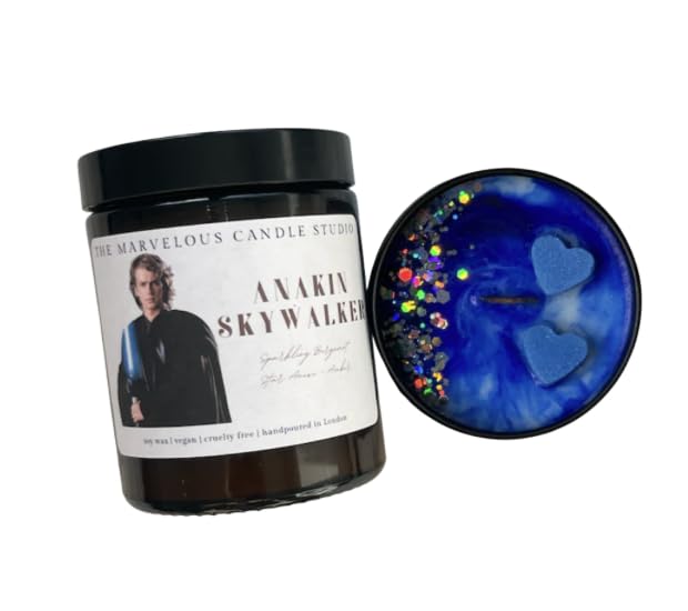 Anakin Skywalker Candle | Star Wars Fandom Vegan Candles and Wax Melts | Warm Amber | SW Anakin Skywalker Funny Novelty Gifts (8oz Candle)