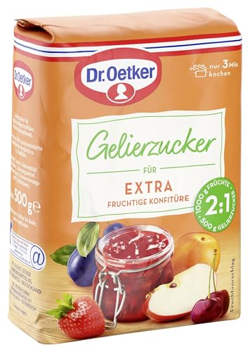 Dr. Oetker Gelierzucker Extra 2:1 10er Pack fertiger Gelierzucker zum Selbermachen von Konfitüren Marmeladen & Gelees für extra Fruchtigkeit & weniger Süße 10 x 500 g
