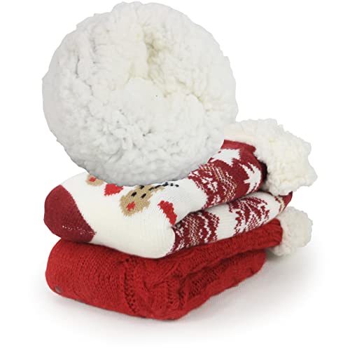 Image of Slipper Socks for Women with Gripper - Winter Non Slip Thick Fuzzy Socks - Warm Cozy Christmas Gift