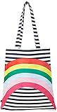 Einkaufstasche aus Segeltuch Joules Damen Lulu Shopper Canvas Tote Stofftasche, Marineblau, Regenbogenfarben, Einheitsgröße