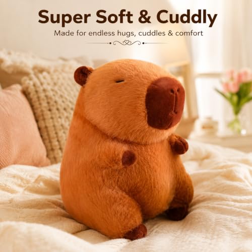 Image of Capybara Soft Toy Cute Plush Animal Stuffed Toy for Kids & Adults | Ultra-Soft Huggable Gift for Birthday, Valentine, Anniversary | Collectible Plush Doll 25cm