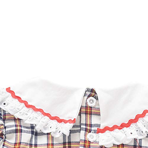 Conjunto de roupa de bebê menina xadrez desenho de pato, com top de renda e calça