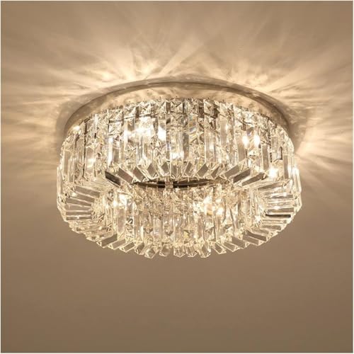 Lampe suspendue d'intérieur en cristal doré au design chic pour plafond rond