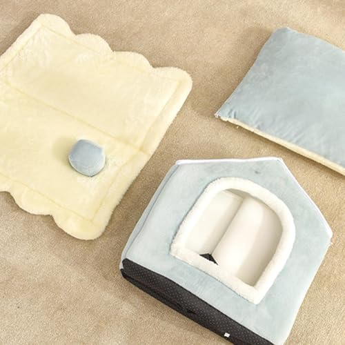 Lit pour chaton semi-fermé et niche d'hiver douce pour chat d'intérieur - 5