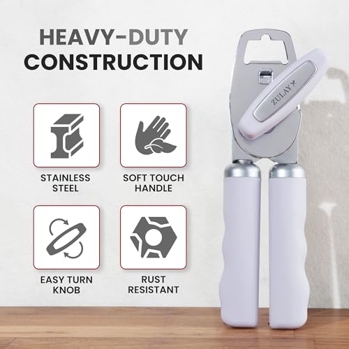 Image of Zulay Kitchen Manual Can Opener Heavy Duty Patented Stainless Steel, Lilac