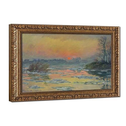 Toile Claude Monet Coucher de soleil sur la Seine décoration salon 30x45 cm