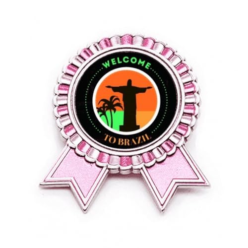 Broche Mont Corcovado Brésil en métal rose, un bijou de taille M finement ciselé