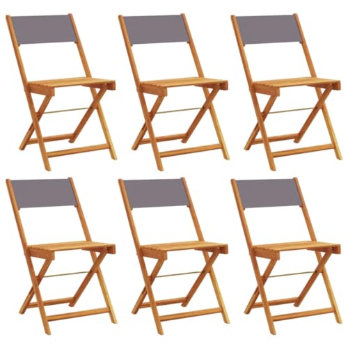 Genérico Sillas de jardín Plegables 6 uds Madera Maciza y Tela Antracita,Mobiliario,Muebles de jardín,Asientos de Exterior,Sillas de jardín,Antracita,29.4 kg,3214614