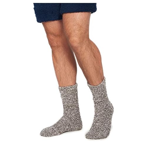 Barefoot Dreams Cozychic Heathered Men's Socks, Charcoal-White