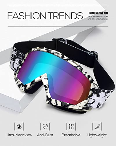 Image of BATFOX Dirt Bike ATV Goggles Motorcycle Gear Riding Motocross Dirtbike 4-Wheeler MX DH Accessories Goggles Glasses for Men Women Youth UV400 Protection Dust-proof Anti-Slip Strap